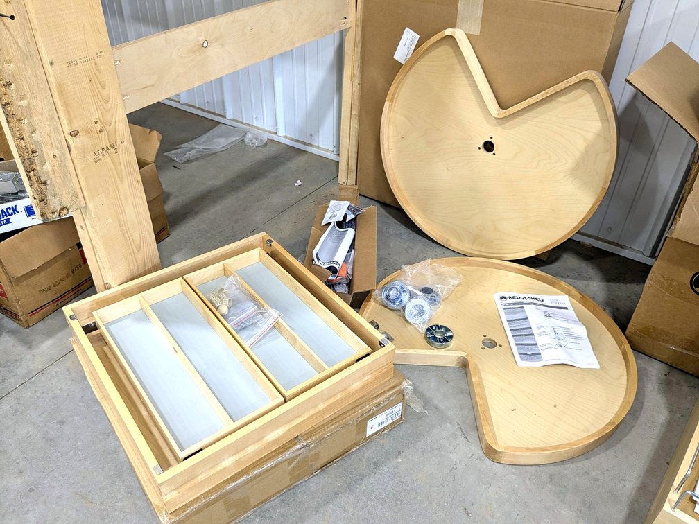 Rev-A-Shelf Lazy Susan and a Rev-A-Shelf drawer organizer unit that measures 21" x 20".  Come with o