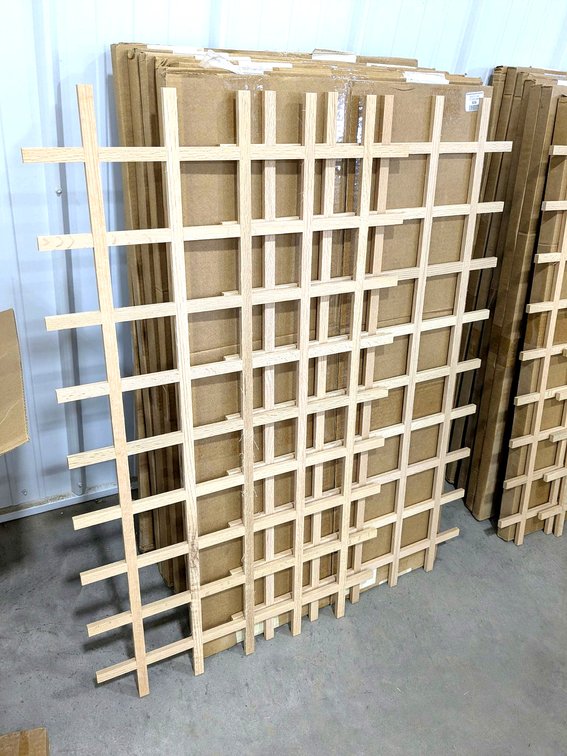 Sonoma series lattice or wine rack panels are most or all red oak and measure 24" x 43".