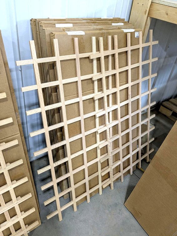 Sonoma series lattice or wine rack panels are most or all red oak and measure 24" x 43".