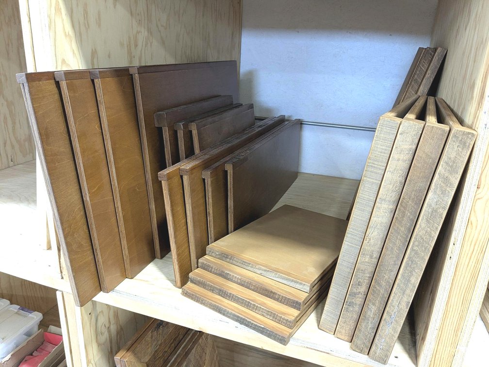 Nice assortment of wooden shelves up to 30" x 21".