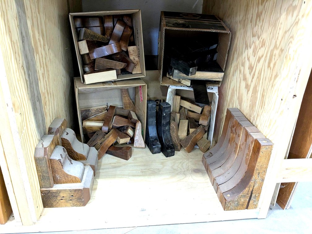 Rustic wooden table brackets, feet, and other pieces up to 12" tall.