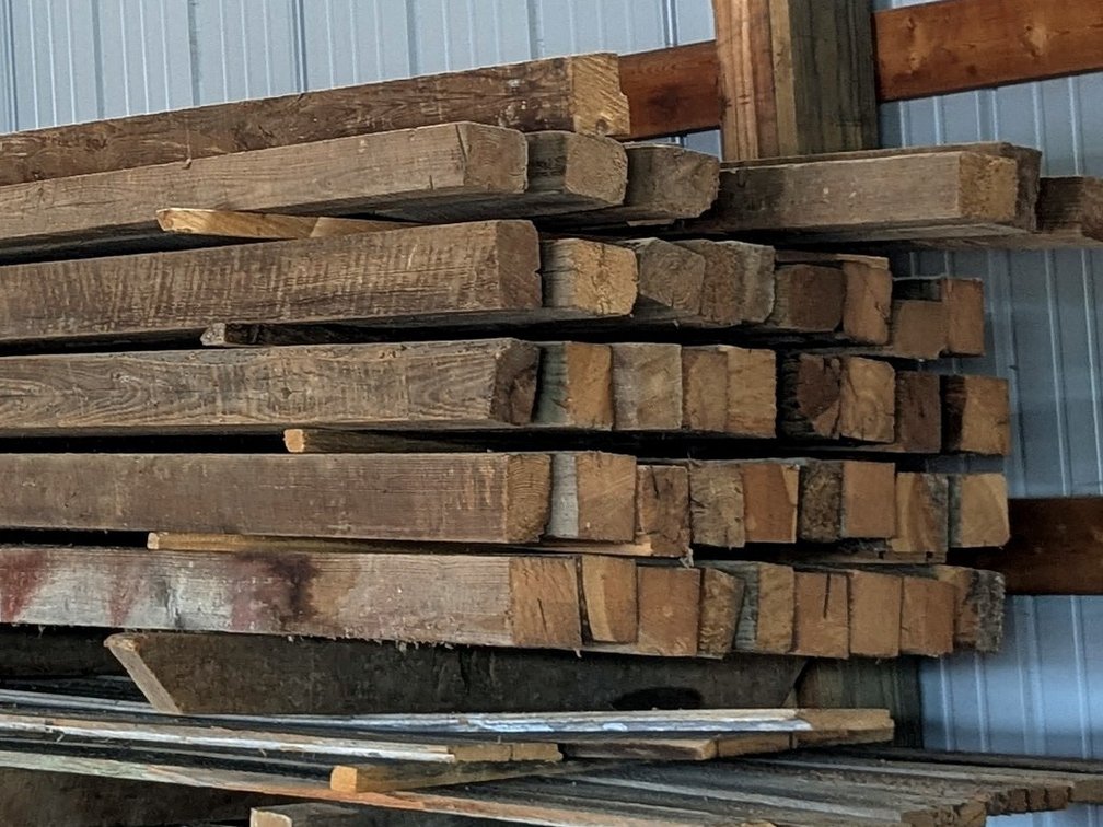 Reclaimed 4x4 barn beams up to 13'.