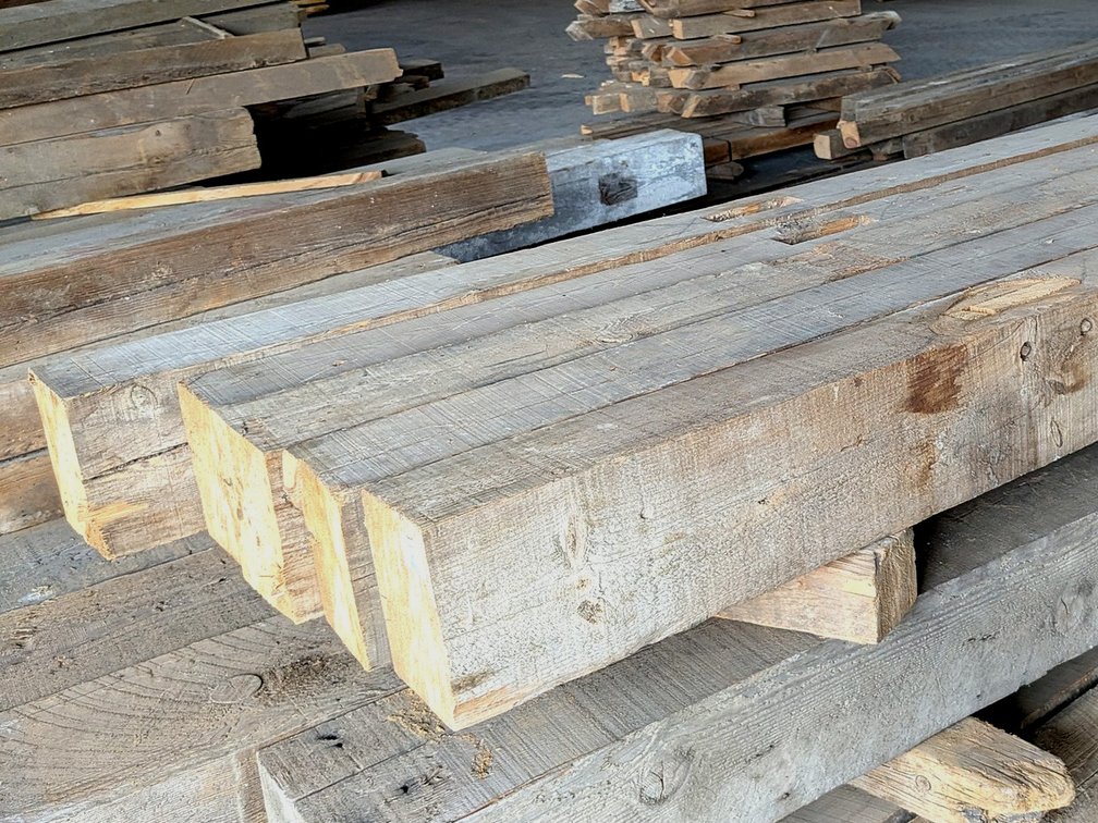 Five 8x6 reclaimed barn beams up to 10' long.