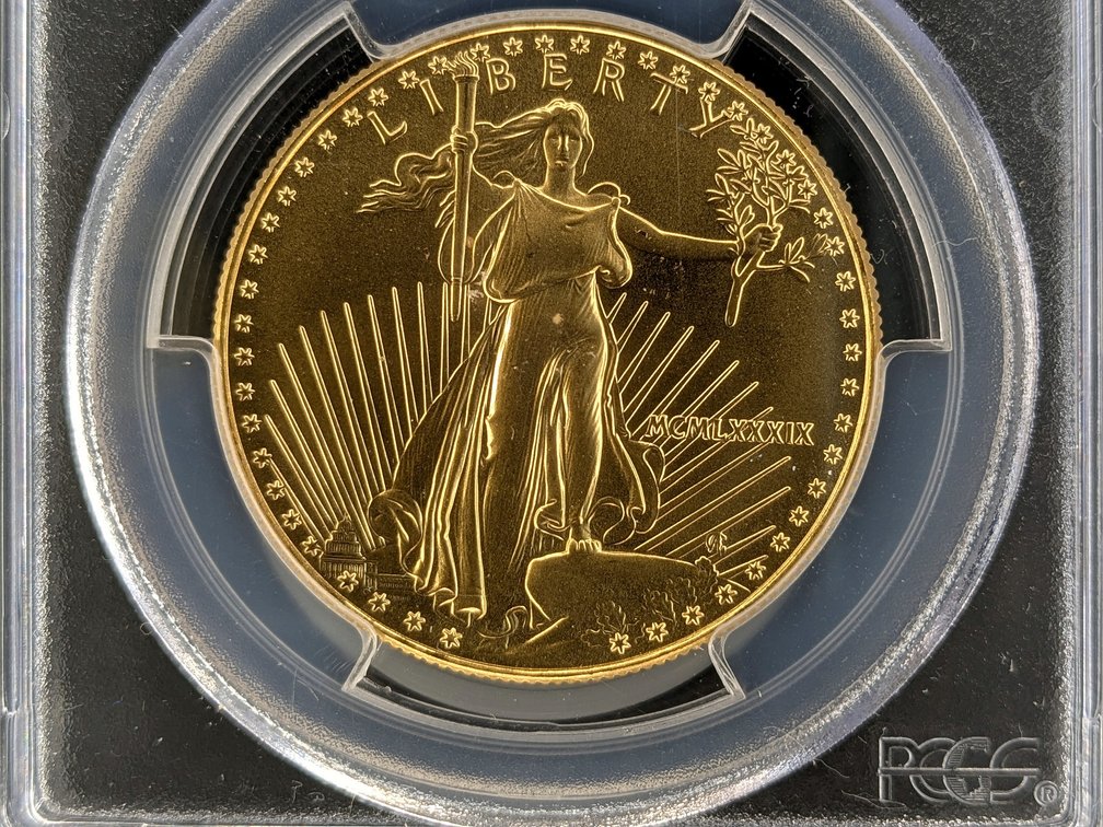 1989 $50 Gold Eagle has been slabbed and graded by PCGS MS69.