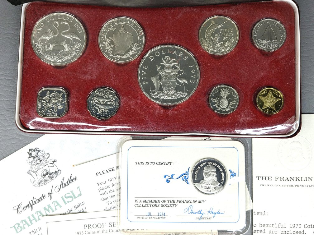 1973 Franklin Mint Bahama Islands proof set.