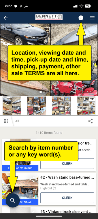 Bidding on your phone?  Check out this photo!