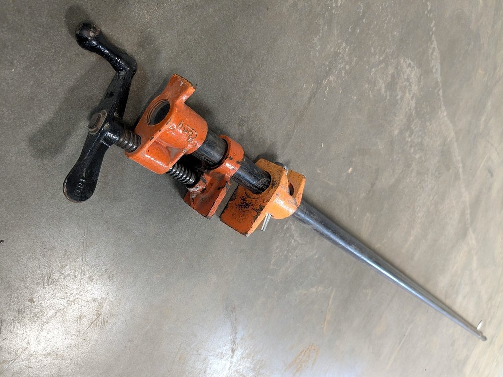 Pony brand pipe clamp is 1" x 8' long.