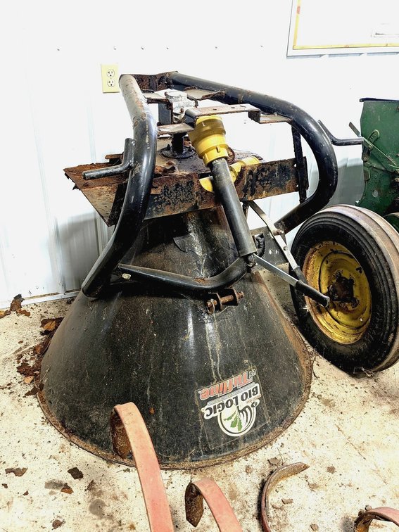 Mossy Oak broadcast spreader with PTO shaft.