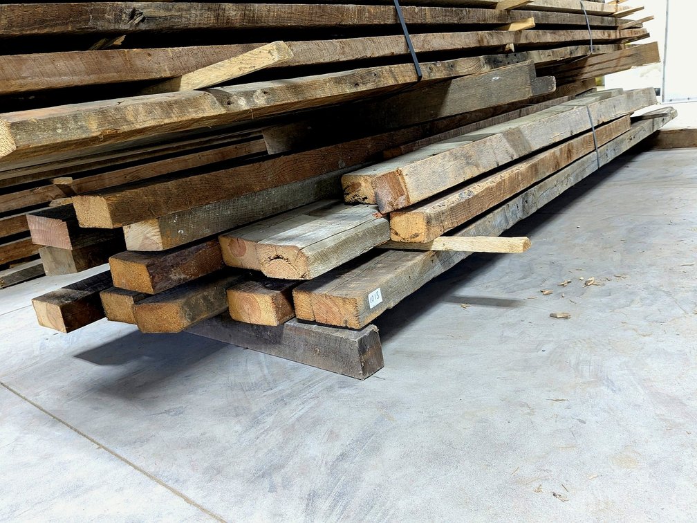 Reclaimed barn beams up to 10' long.