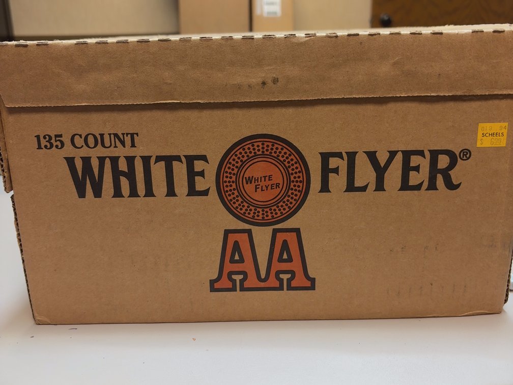 Unopened box of white flyer clay pigeons