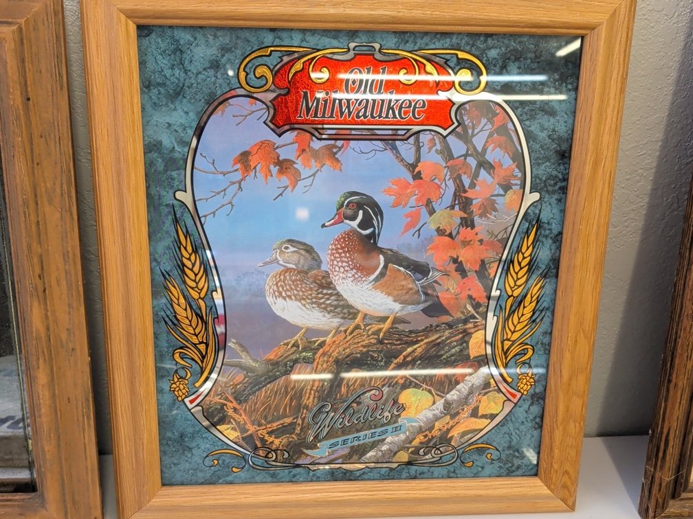 Old Milwaukee wood duck mirror