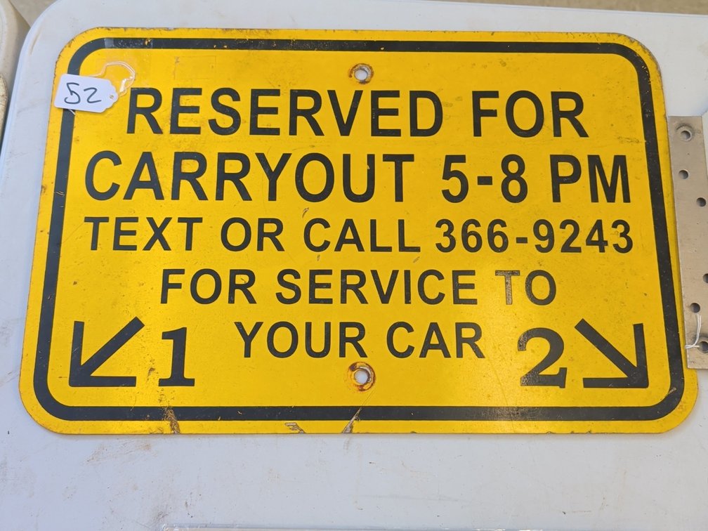 Reserved for Carryout sign