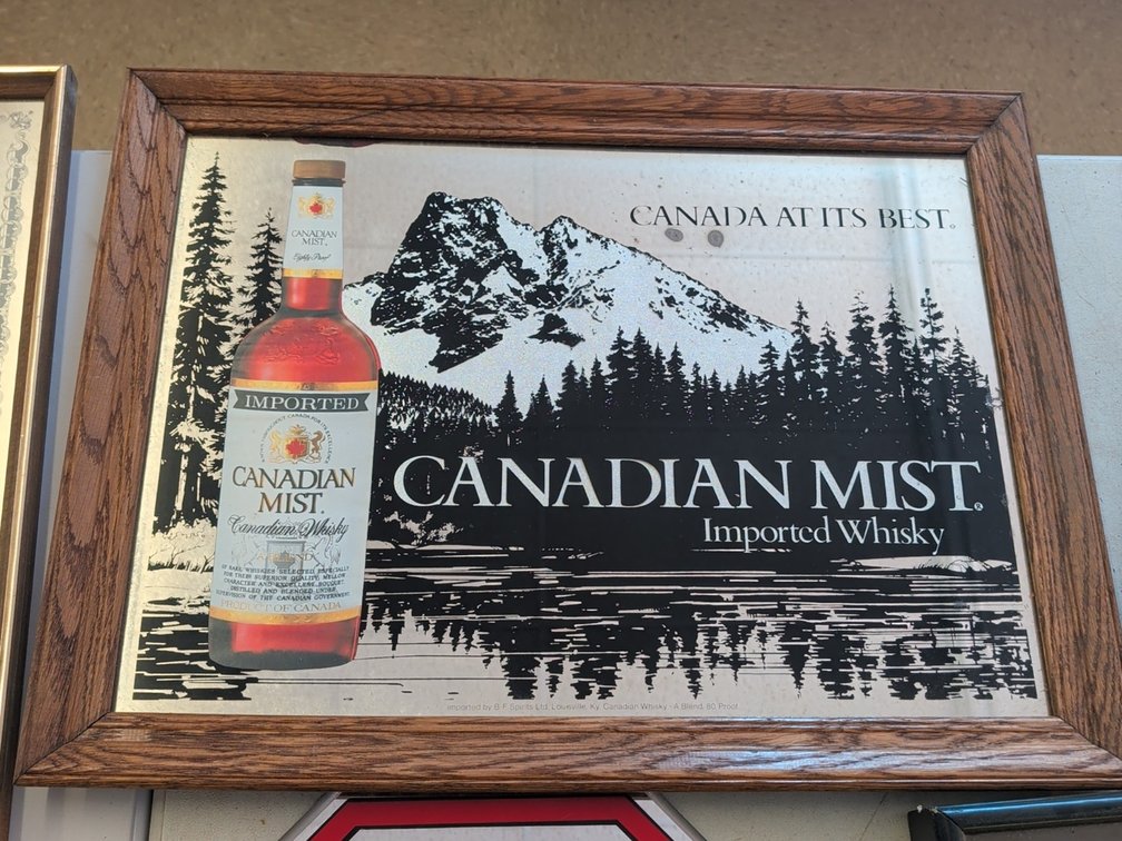 Canadian Mist framed mirror