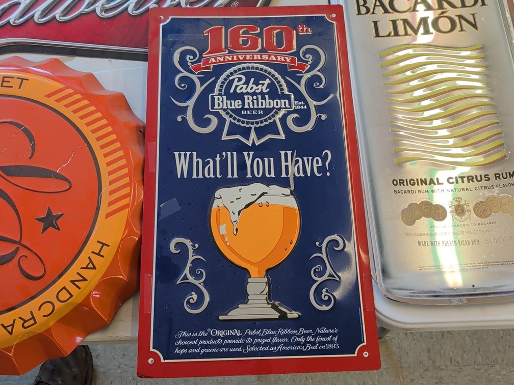 Pabst Blue Ribbon tin sign