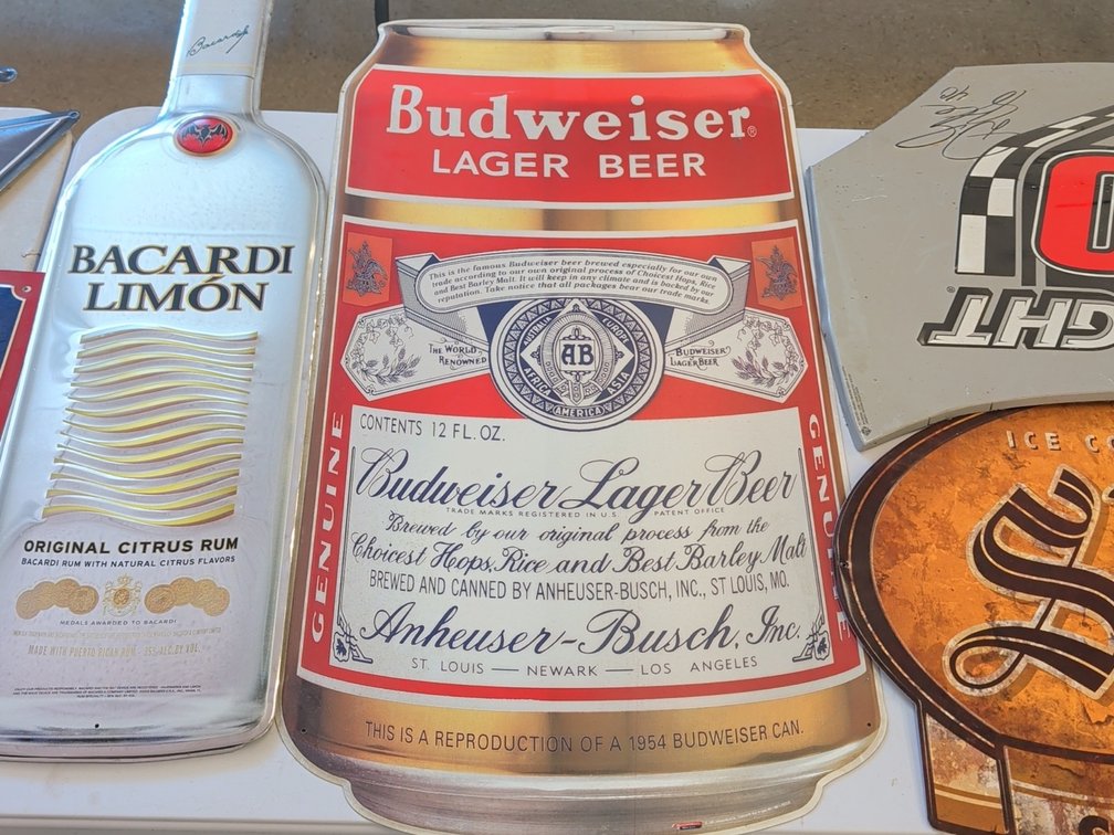 Budweiser beer can tin sign