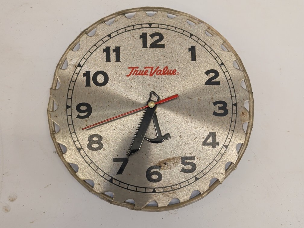 True Value saw blade clock