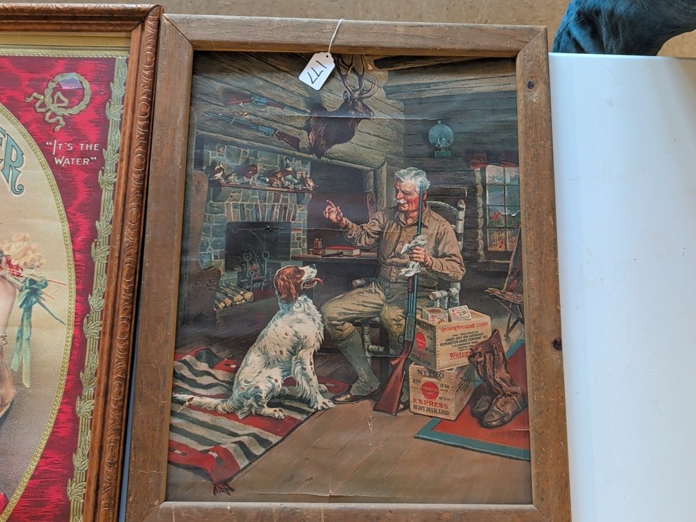 Vintage Original Remington paper print advertising cabin scene