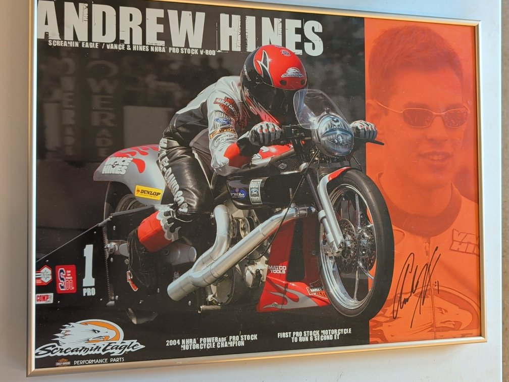 Andrew Hines Screaming eagle signed print with 1:9 die cast replica