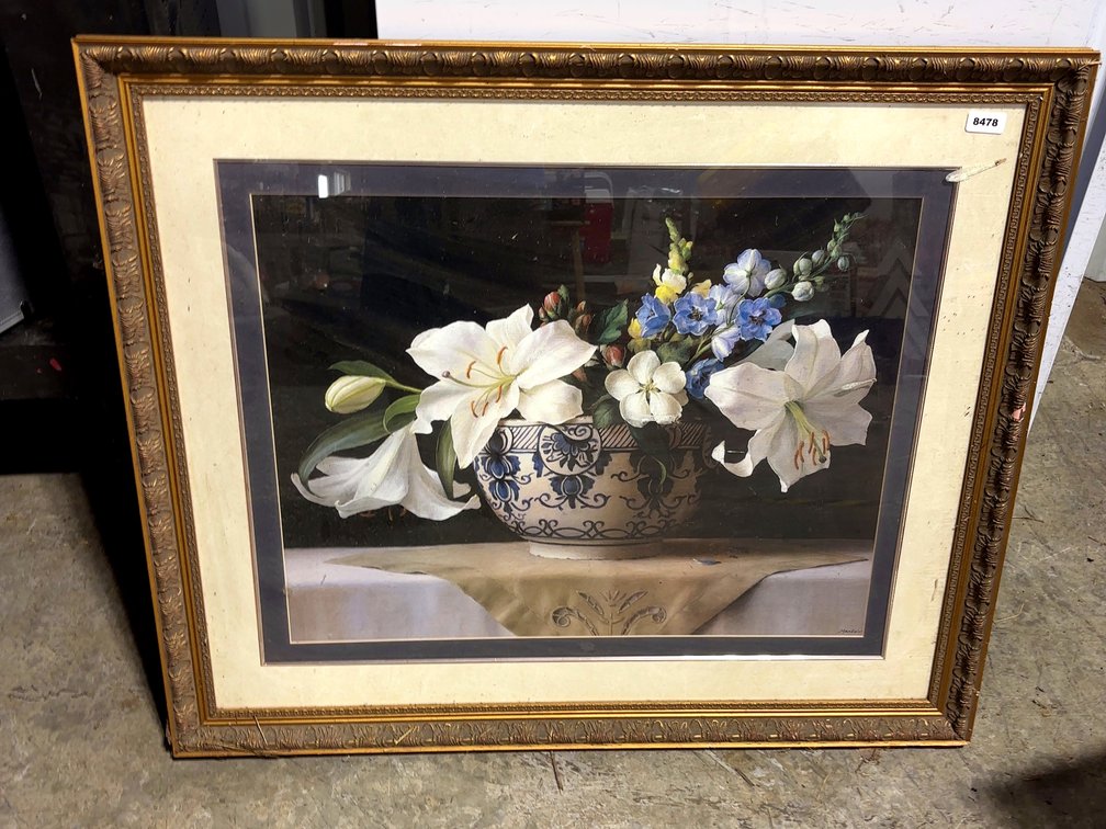 Lilies in Delft Framed Artwork