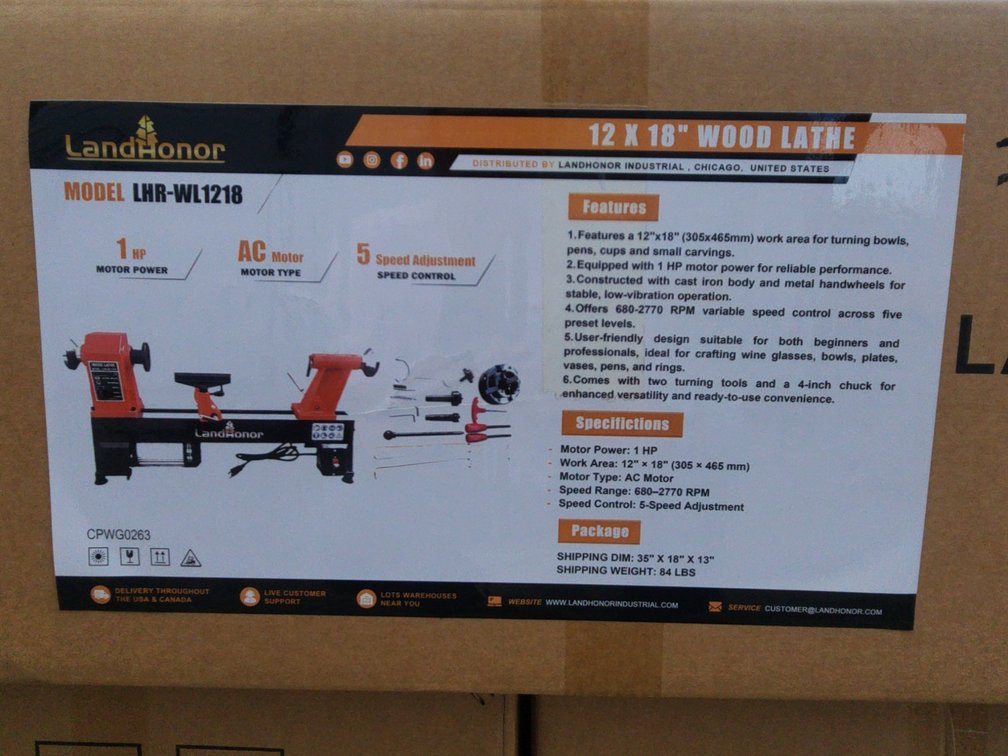 12 x 18 Wood Lathe LHR-WL1218