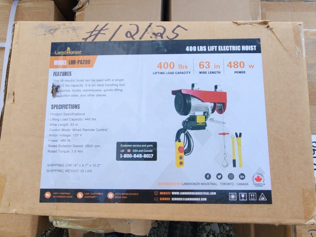 400 LBS Lift Electric Hoist LHR-PA200