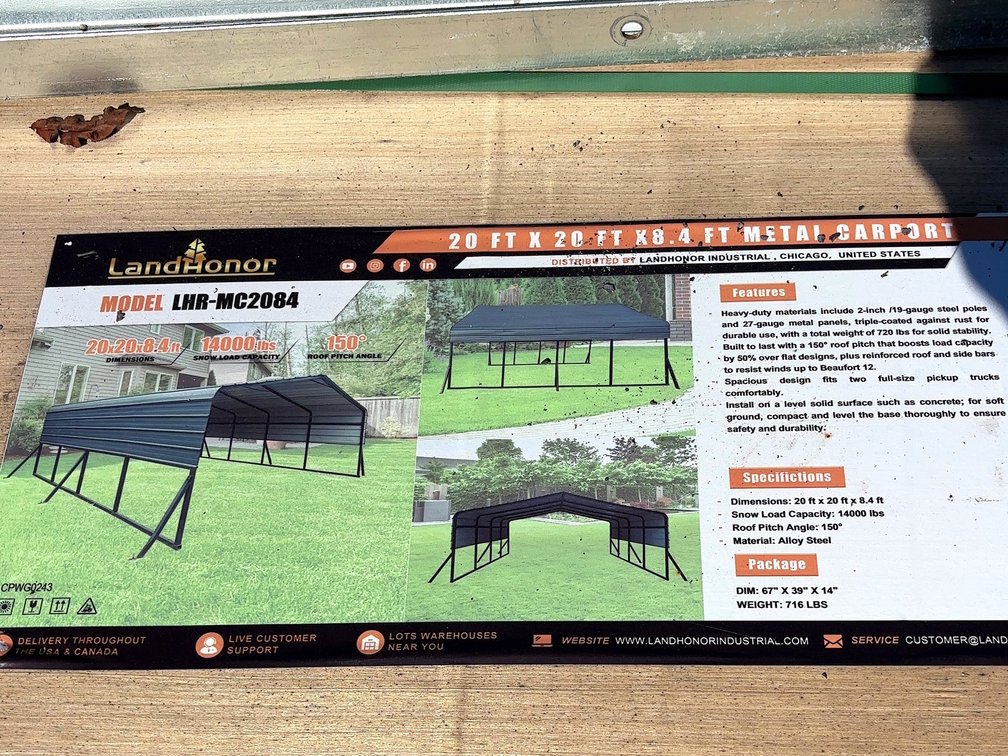 20 ft x 20 ft x 8.4 ft Metal Carport