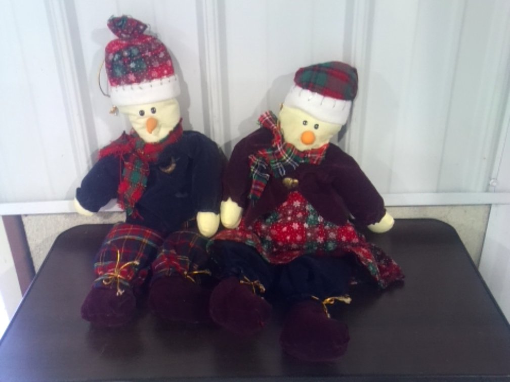 Vintage Fabric Holiday Shelf Sitter Dolls