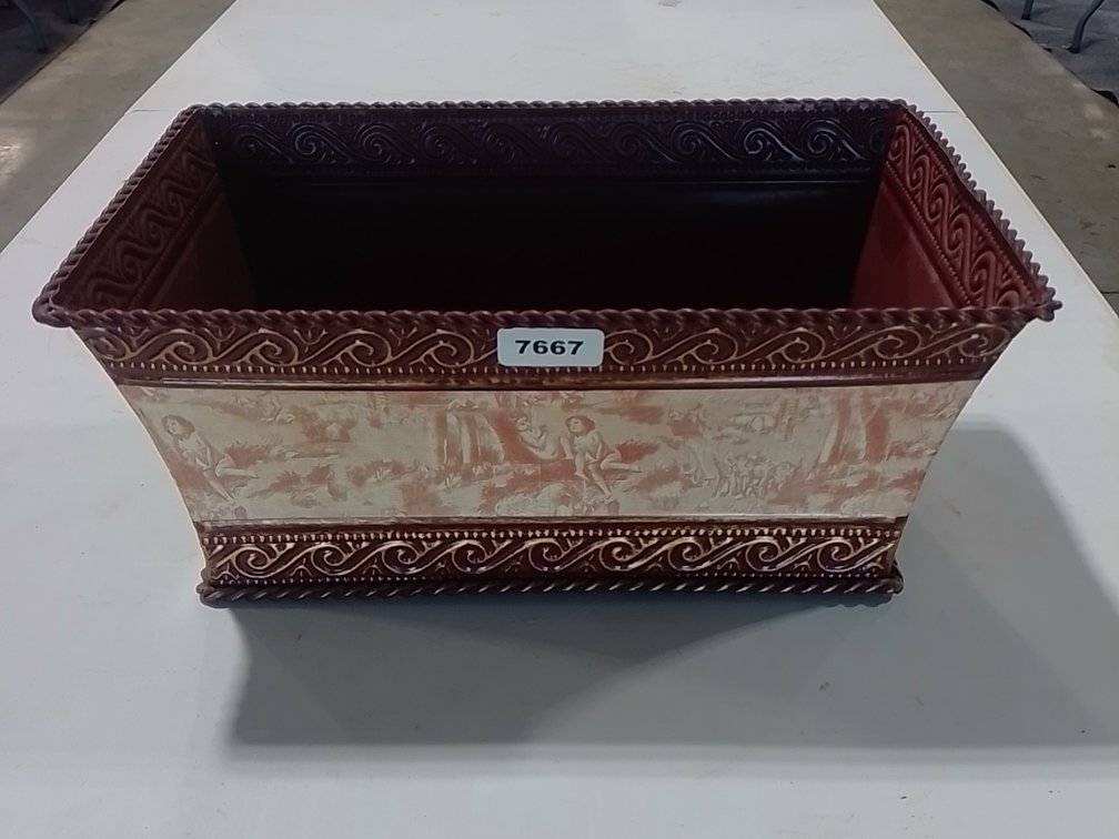 Vintage Rectangular Metal Planter Box
