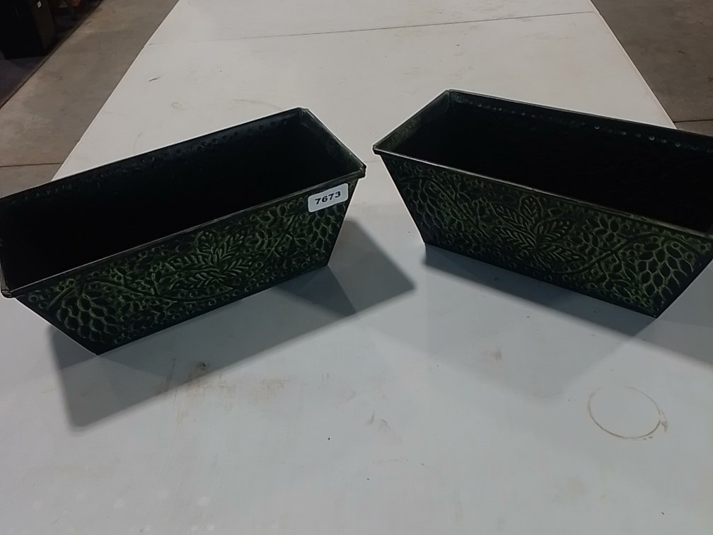 (2) Rectangular Metal Planters