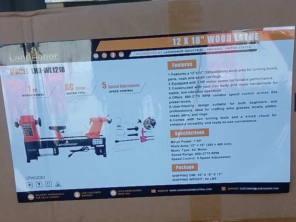 12 x 18 Wood Lathe LHR-WL1218