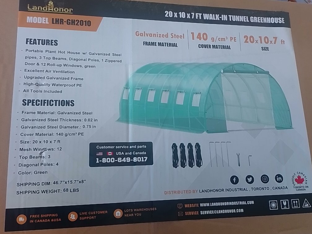 20 x 10 x 7 Ft  Walk-In Tunnel Greenhouse LHR-GH2010