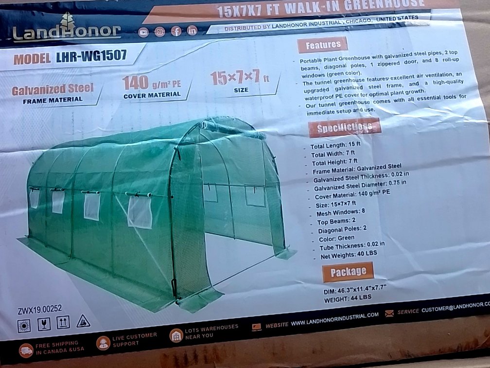 15 x 7 x 7 Ft Walk-in Greenhouse LHR-WG1507