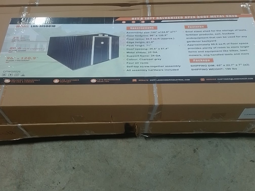 8ft x 10ft Galvanized Apex Roof Metal Shed LHR-MS0810