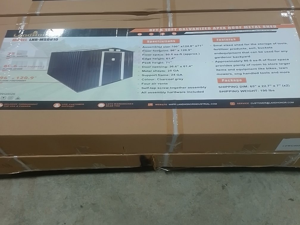 8ft x 10ft Galvanized Apex Roof Metal Shed LHR-MS0810