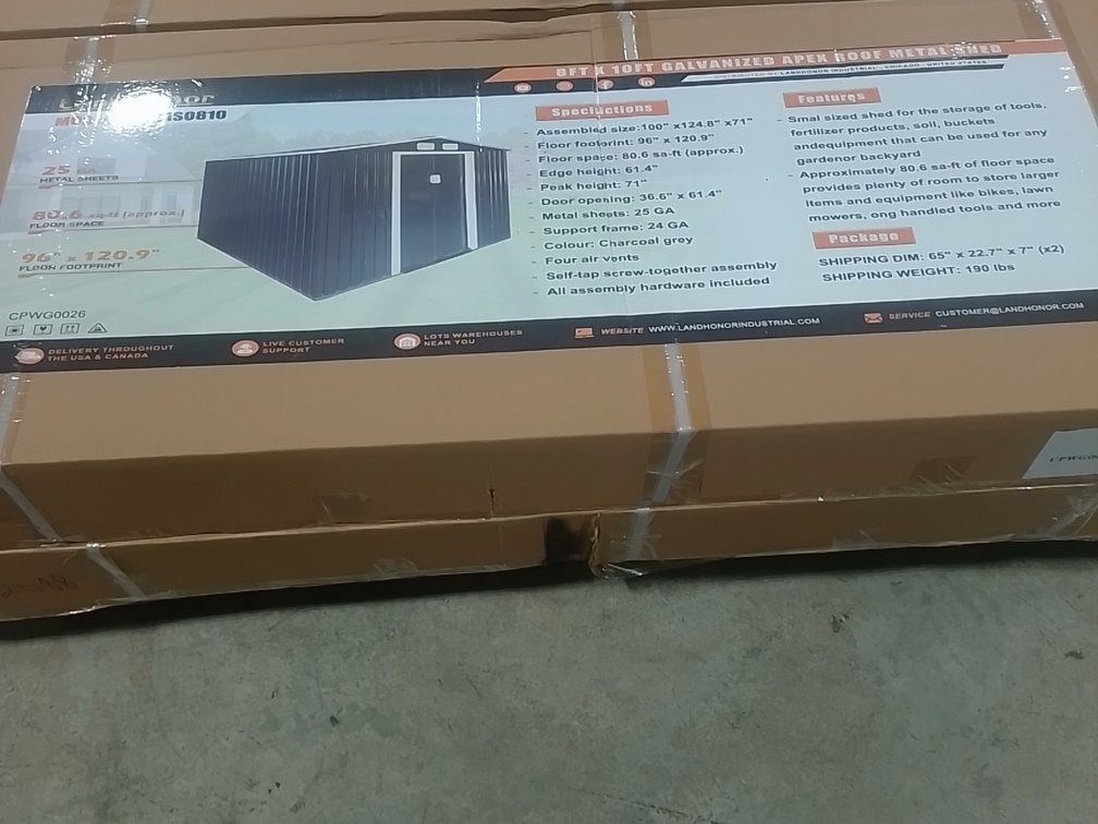 8ft x 10ft Galvanized Apex Roof Metal Shed LHR-MS0810