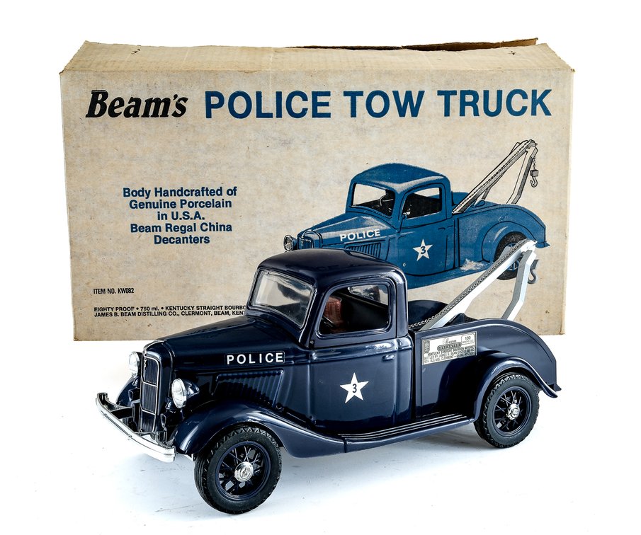 Jim Beam Bourbon Decanter: Police Tow Truck