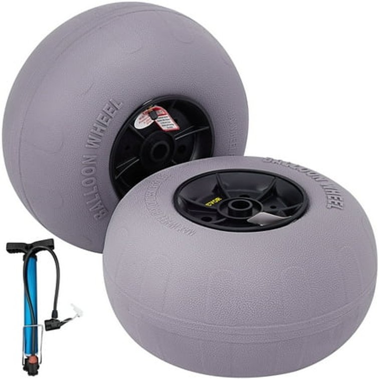 Beach Balloon Wheels 13 in TPU Sand Tires, 2-Pack + Air Pump