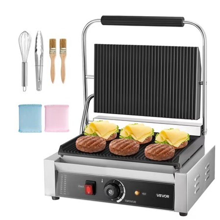 VEVOR Panini Grill 1800W Stainless Steel Maker