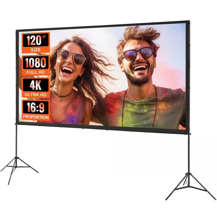 Projector Screen 120 in. with Stand, Outdoor Movie Screen