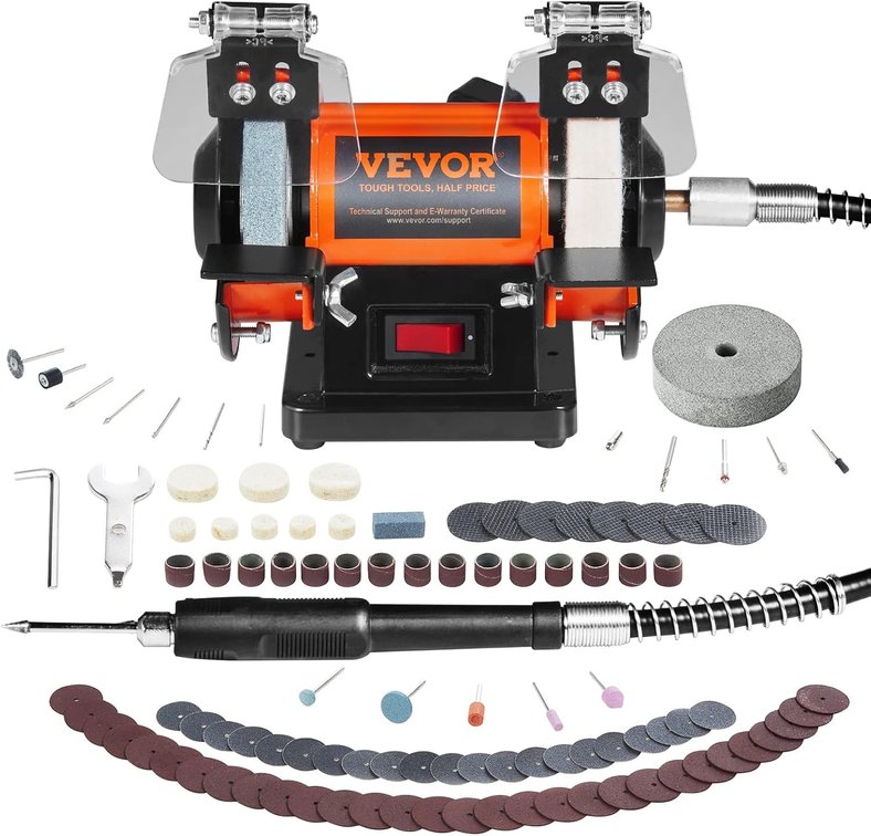 VEVOR Bench Buffer Polisher 3590RPM with Wool Wheel 100pcs