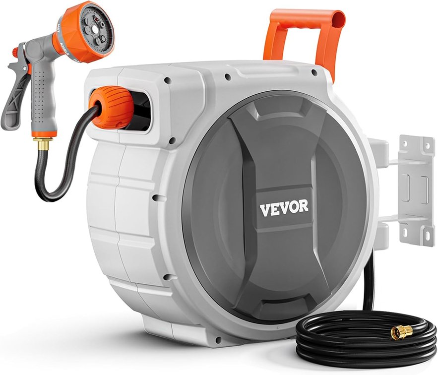 VEVOR Retractable Garden Hose Reel, 100 ft, Wall Mounted