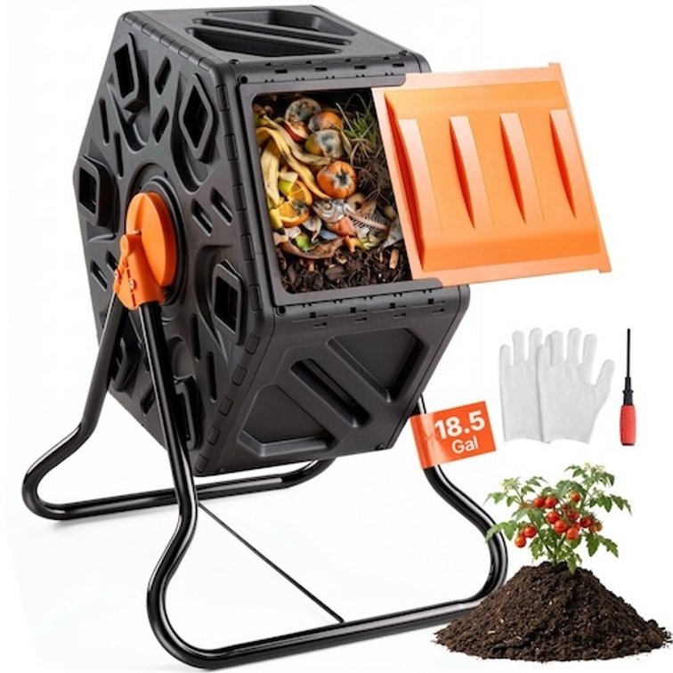 VEVOR Compost Bin, 18.5-Gal Composting Tumbler