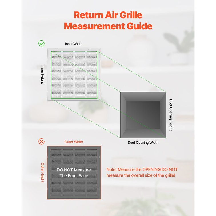 VEVOR Return Air Grille for W20xH20 Duct, Filter Included