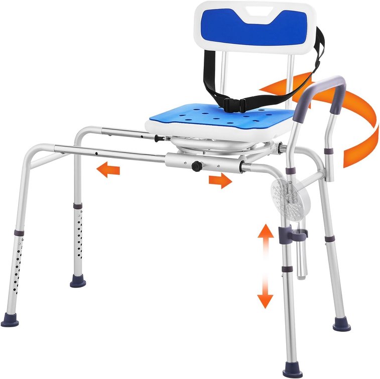 VEVOR Sliding Tub Transfer Bench, 360  Swivel Seat, 400LBS