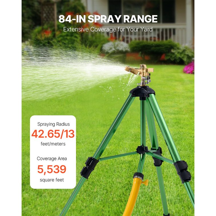VEVOR Tripod Impact Sprinkler, Brass Head, 3/4in Connector