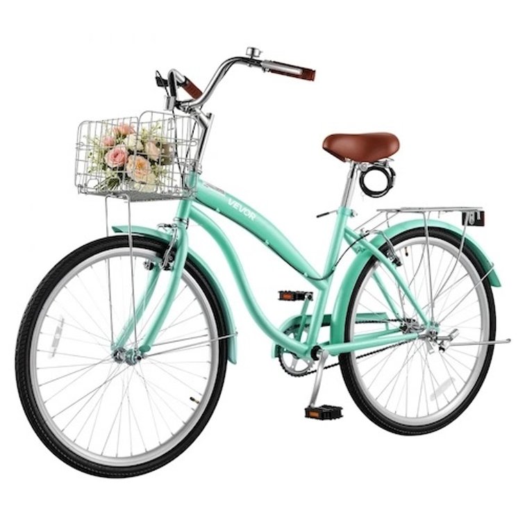 VEVOR Women Bike, 66cm Beach Cruiser Bike, Single-Speed