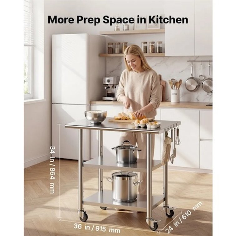 VEVOR Stainless Steel Work Table, 24x36