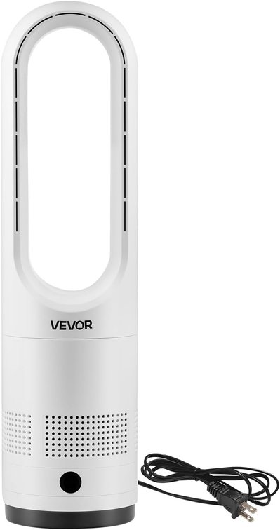 VEVOR Bladeless Tower Fan, 8 Speeds, 9-Hour Timer, Remote