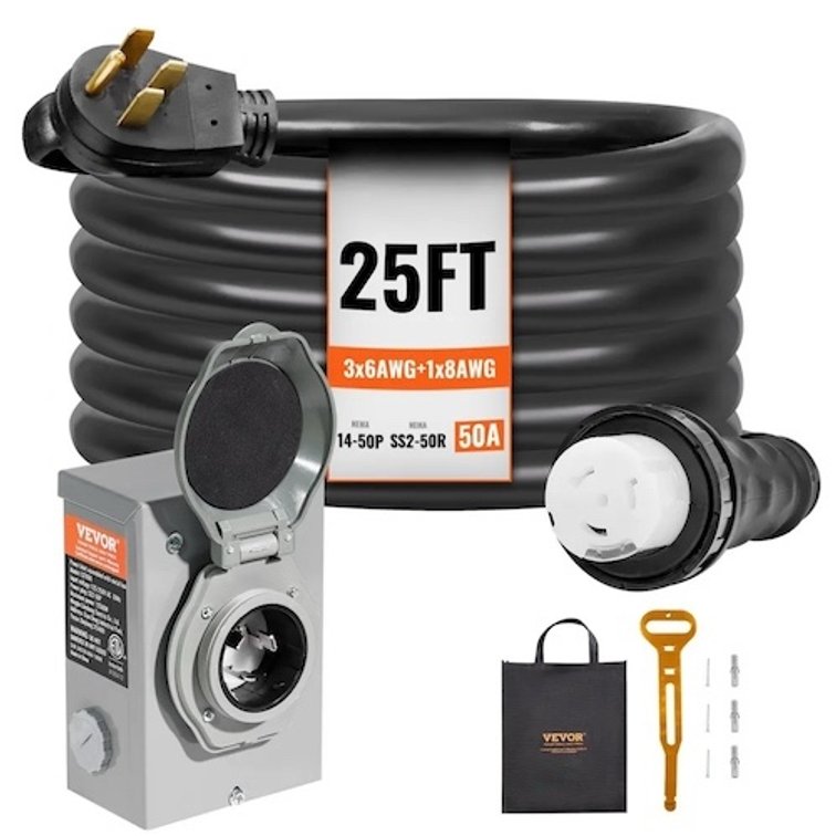 VEVOR 50 Amp Generator Cord and Power Inlet Box Kit