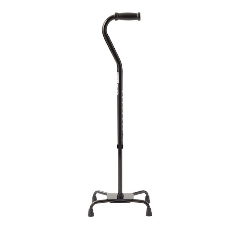 Medline Aluminum Quad Cane with Base Offset Handle, Large, 300lb